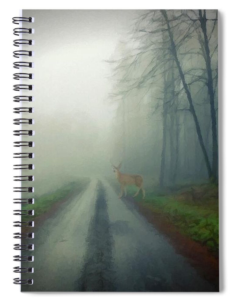 Mist Spiral Notebook featuring the photograph Misty Morning Deer by David Dehner