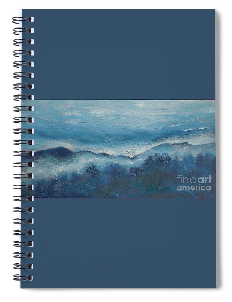 Mount Mansfield Spiral Notebook featuring the painting Misty Morning Fog Mount Mansfield Panorama Painting by Felipe Adan Lerma