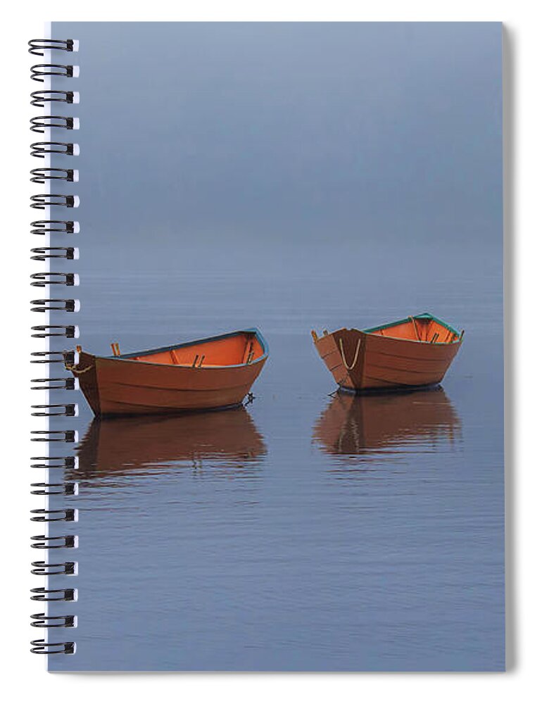 Boat Spiral Notebook featuring the photograph Misty Morning by Rob Davies