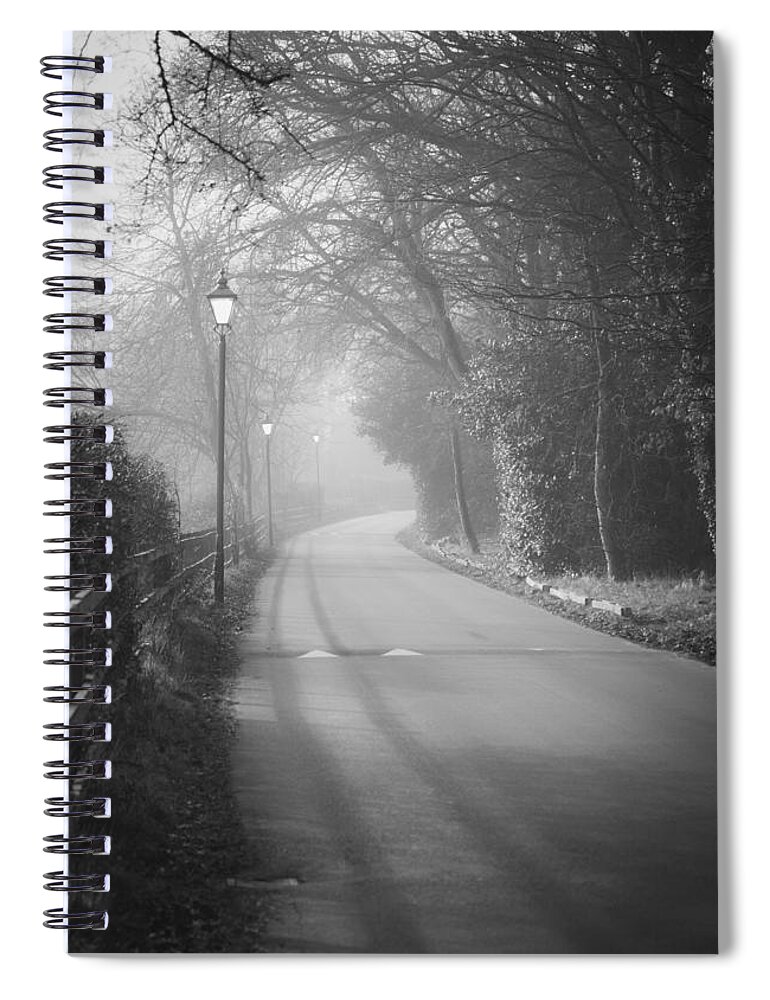 Misty Spiral Notebook featuring the photograph Misty road to Royden by Spikey Mouse Photography