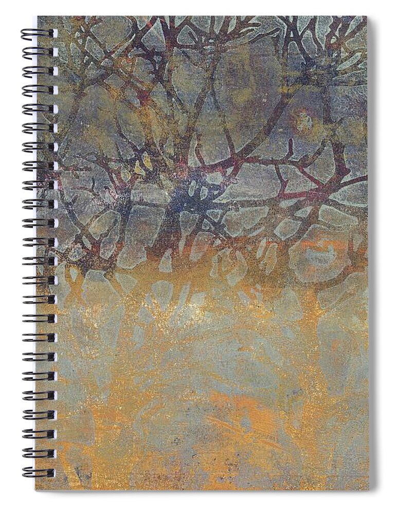 Abstract Spiral Notebook featuring the painting Misty Trees by Laurel Englehardt