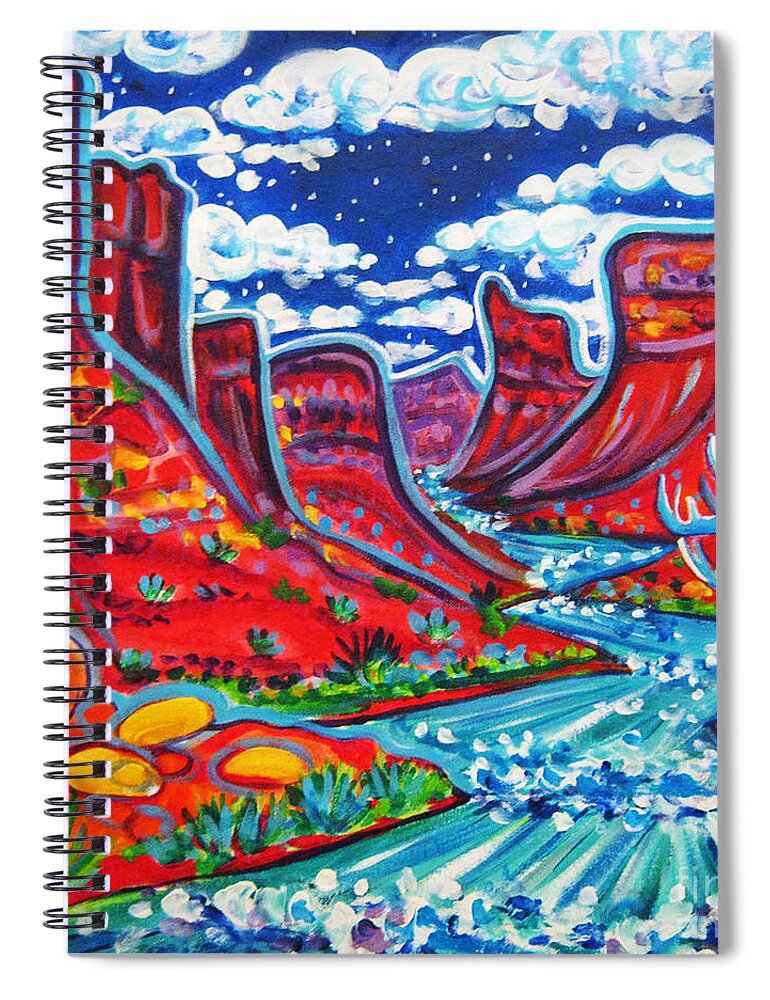 Rachel Houseman Spiral Notebook featuring the painting Moab River Gorge NightScape by Rachel Houseman