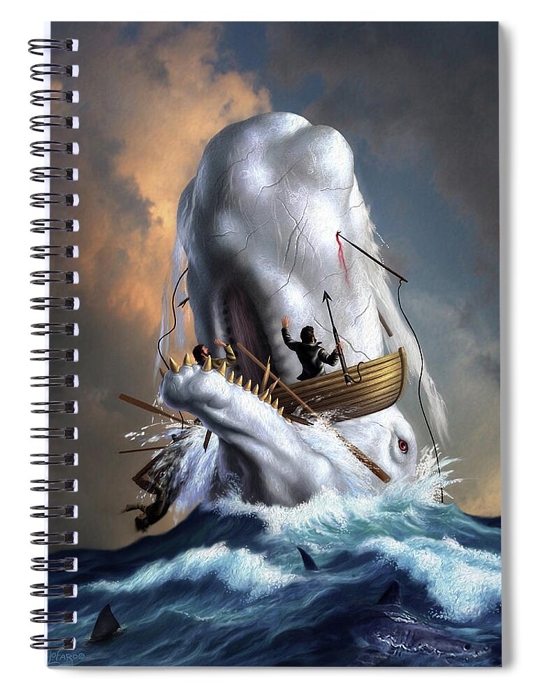 Moby Dick Spiral Notebook featuring the digital art Moby Dick 1 by Jerry LoFaro