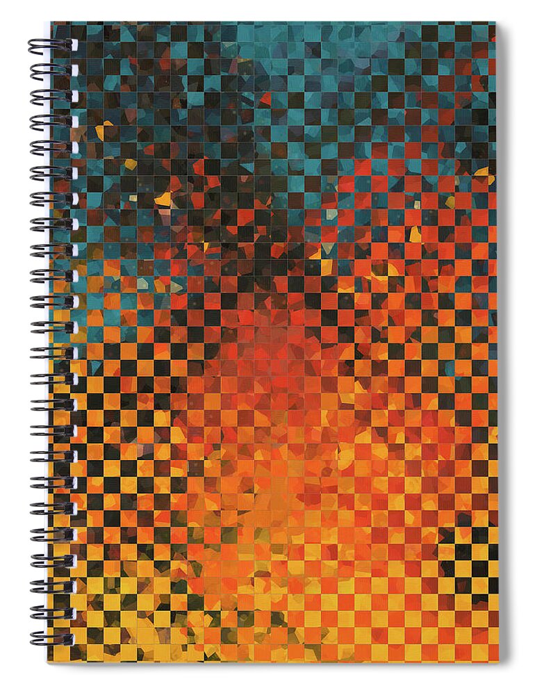 Orange Spiral Notebook featuring the painting Modern Art - Pieces 14 - Sharon Cummings by Sharon Cummings