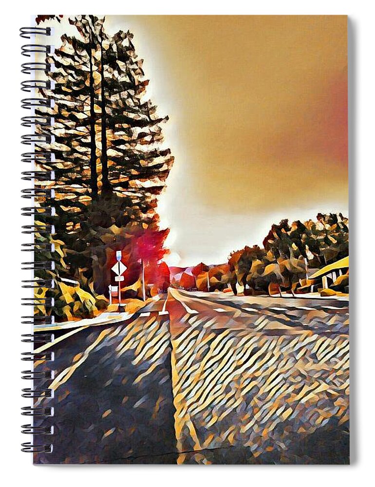 Modernart Spiral Notebook featuring the mixed media Modern art sunrise by Steven Wills