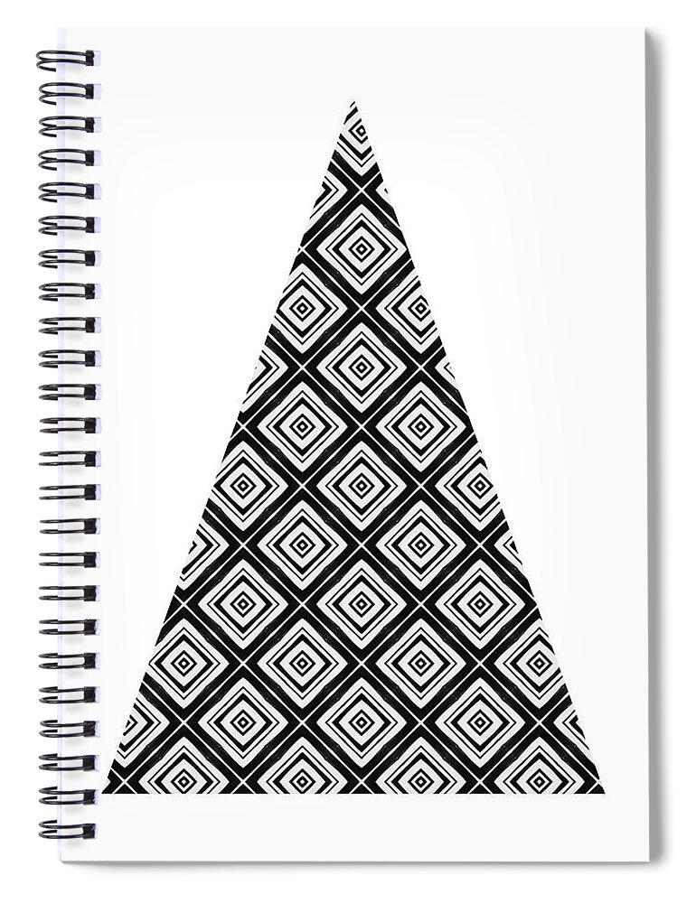 Black And White Spiral Notebook featuring the mixed media Modern Black and White Tree 1- Art by Linda Woods by Linda Woods