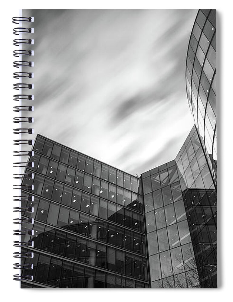 Skyscraper Spiral Notebook featuring the photograph Modern glass skyscraper office building by Michalakis Ppalis