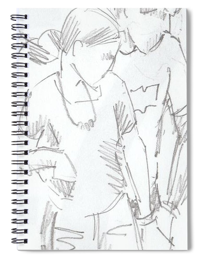 Modern Jivers Spiral Notebook featuring the drawing Modern Jive Ceroc Dancing Couple Pencil Drawing by Mike Jory