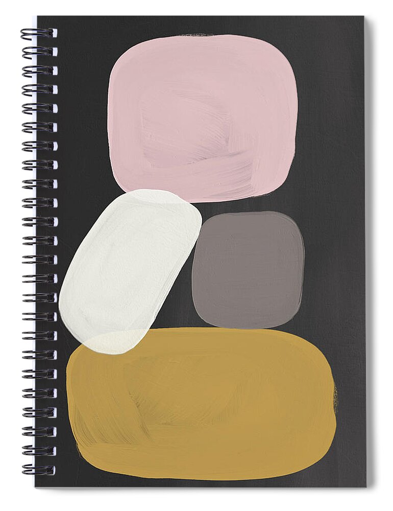 Mid Century Modern Spiral Notebook featuring the painting Modern Stacked Stones- Art by Linda Woods by Linda Woods