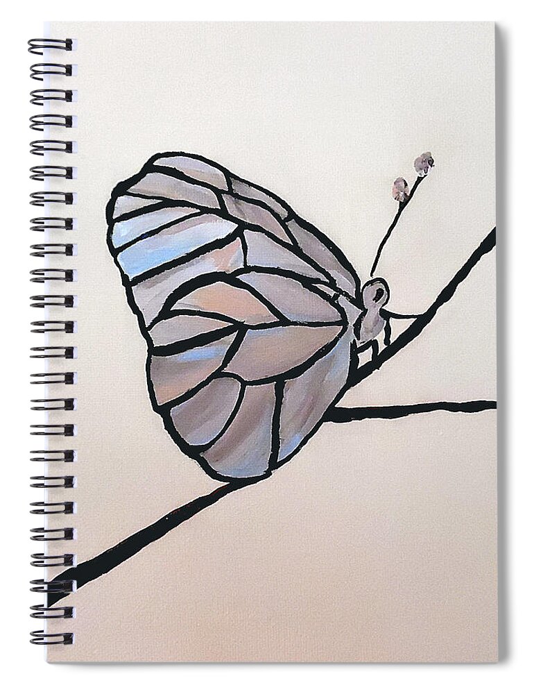 Butterfly Spiral Notebook featuring the painting Modest Elegance by Jilian Cramb - AMothersFineArt