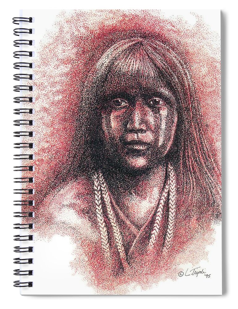 Western Spiral Notebook featuring the drawing Mojave Girl by Lawrence Tripoli