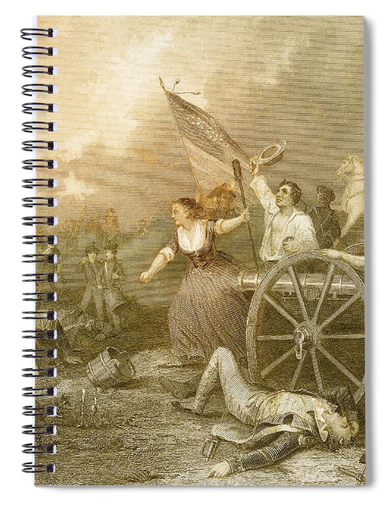 America Spiral Notebook featuring the photograph Molly Pitcher At The Battle Of Monmouth by Photo Researchers