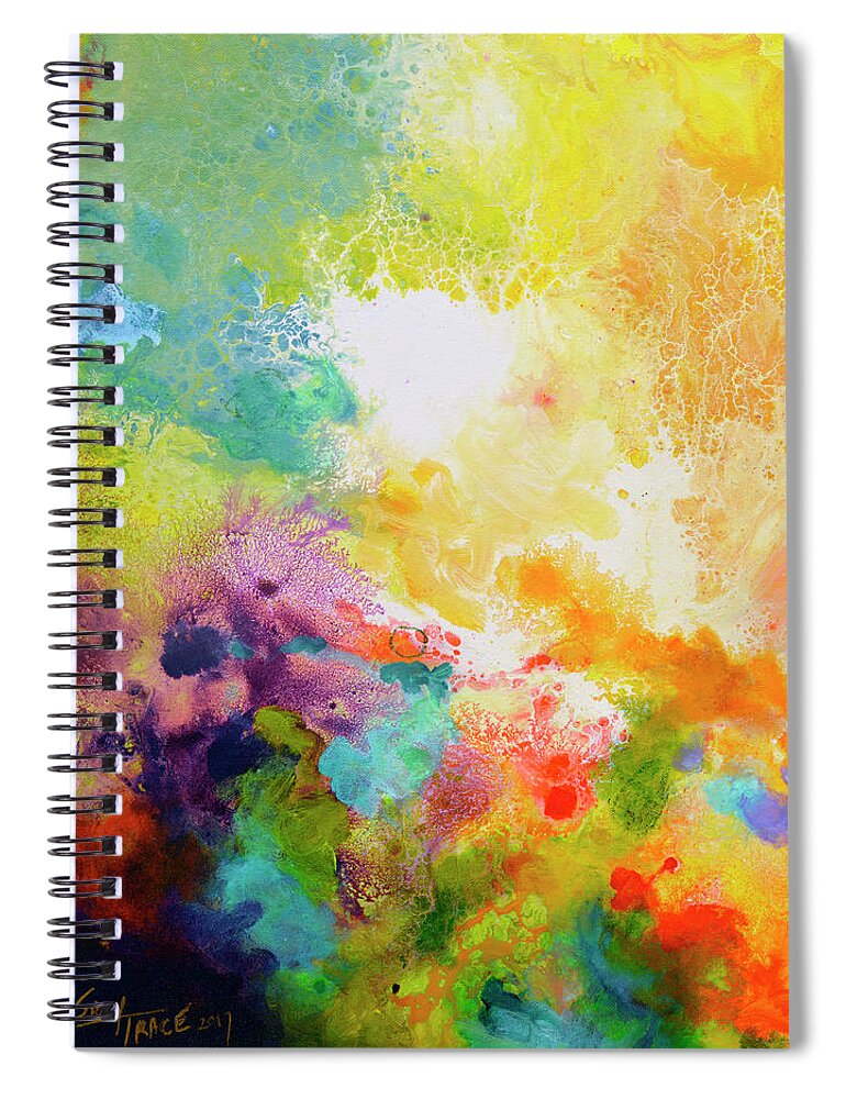 Abstract Art Spiral Notebook featuring the painting Momentum, Canvas One by Sally Trace