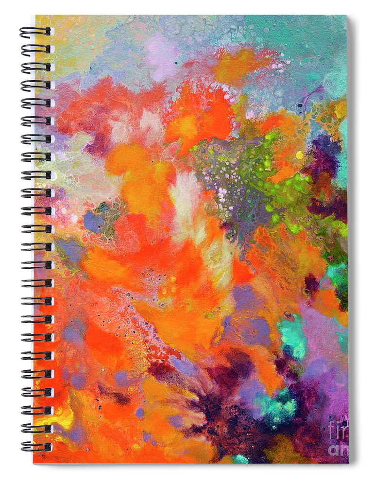 Abstract Spiral Notebook featuring the painting Momentum, Canvas Two by Sally Trace