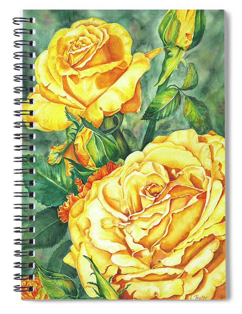 Yellow Rose Watercolor Spiral Notebook featuring the painting Mom's Golden Glory by Lori Taylor