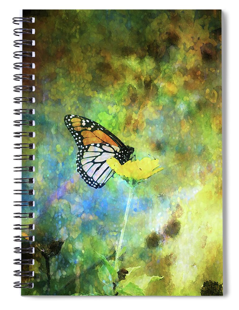 Monarch Spiral Notebook featuring the photograph Monarch In Azure And Gold 5647 IDP_2 by Steven Ward