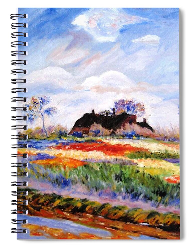 Monet Spiral Notebook featuring the painting Monet's Tulips by Jamie Frier