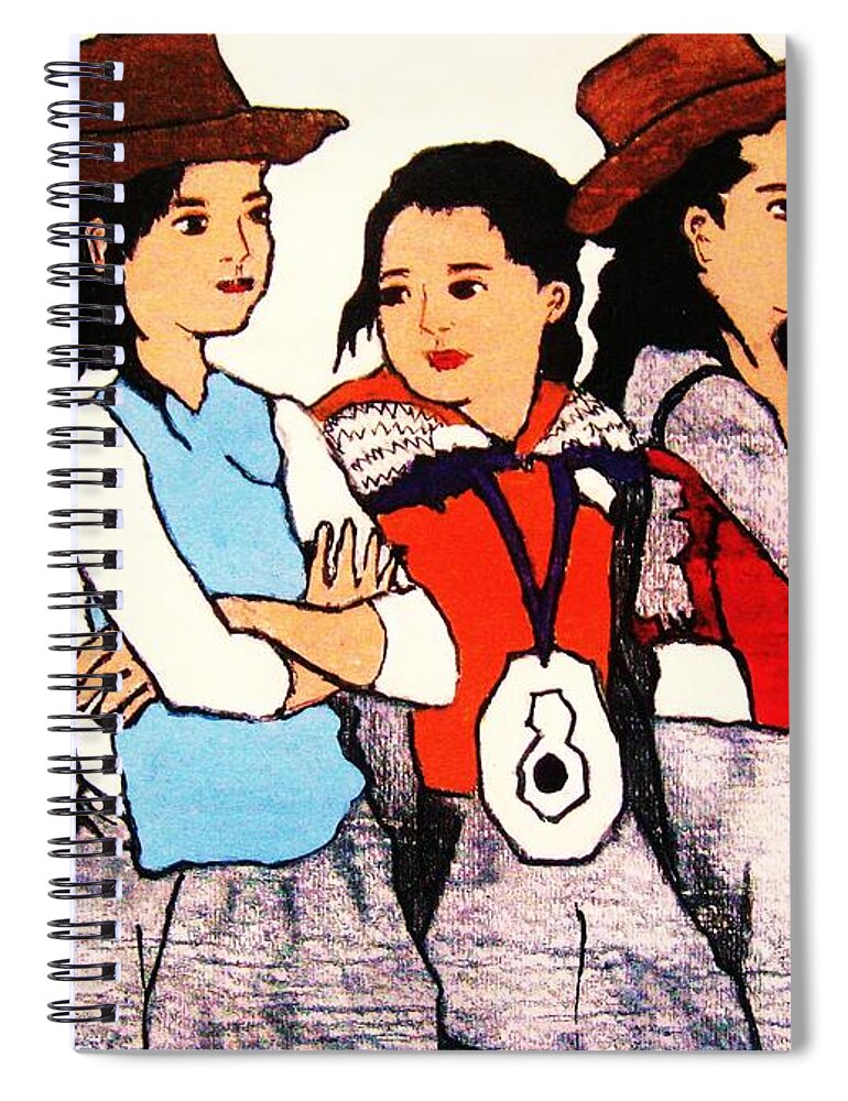Figurative Spiral Notebook featuring the painting Monobo Beauties by Thea Recuerdo