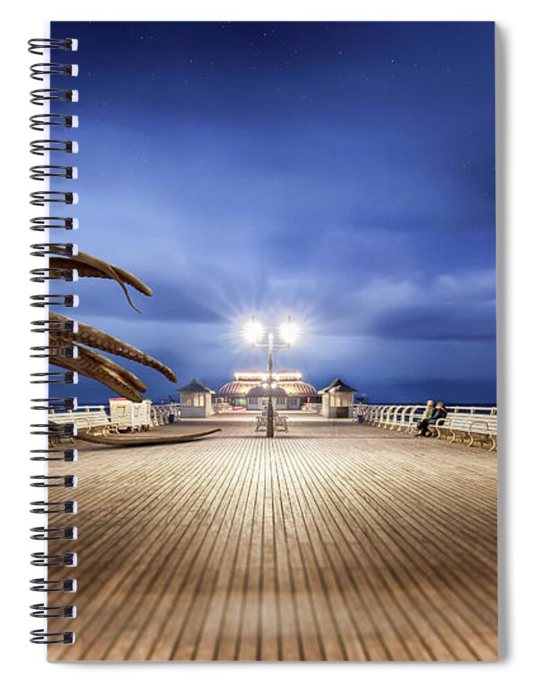 Cromer Spiral Notebook featuring the photograph Cromer pier Norfolk monster attack by Simon Bratt