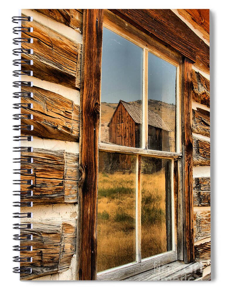 Bannack Spiral Notebook featuring the photograph Montana Old Ghost Town Reflections by Adam Jewell