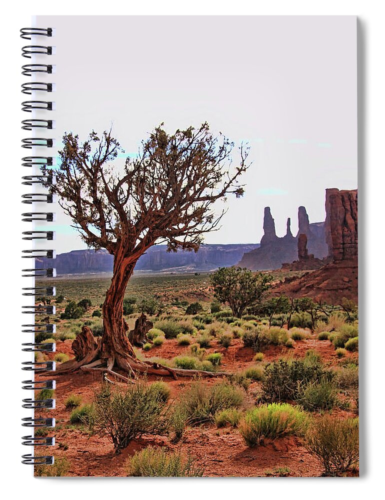 West Mitten Spiral Notebook featuring the photograph Monument Valley 24 - Three Sisters # 2 by Allen Beatty