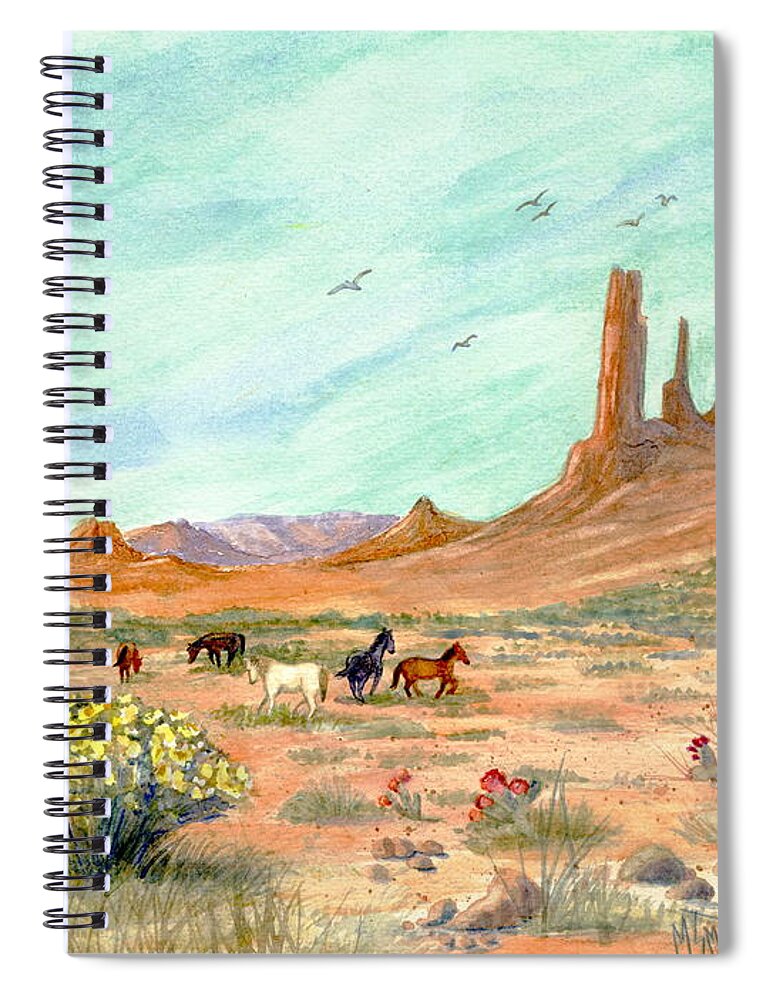 Monument Valley Spiral Notebook featuring the painting Monument Valley Vista by Marilyn Smith