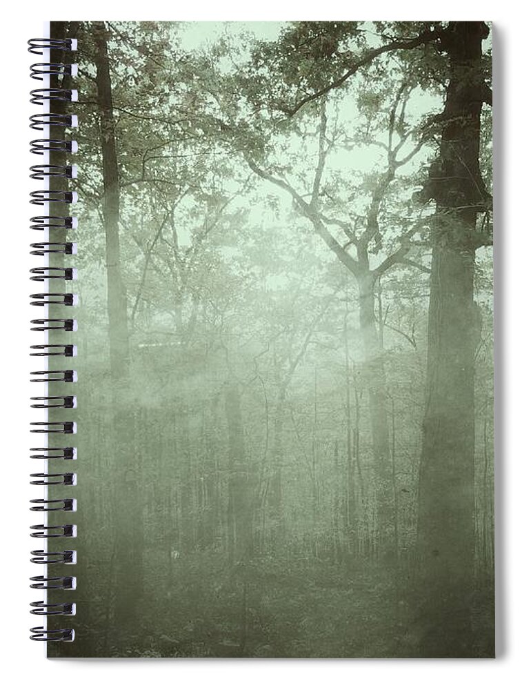 Fog Spiral Notebook featuring the photograph Moody Foggy Forest by Doris Aguirre