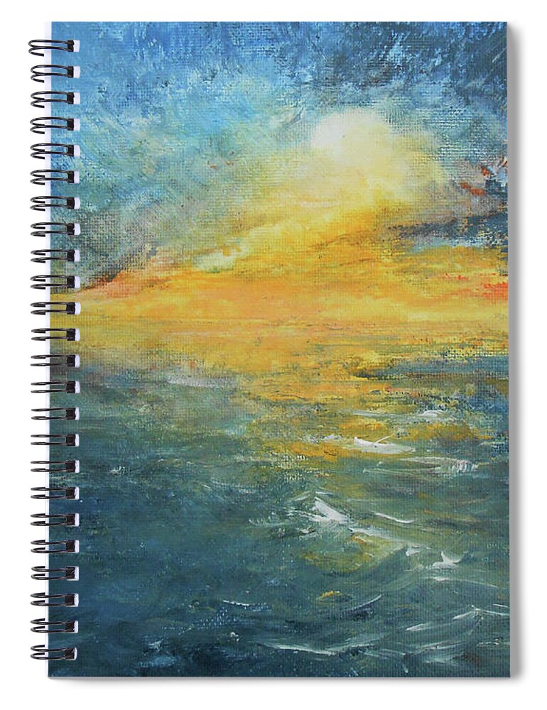 Abstract Spiral Notebook featuring the painting Moon Over by Jane See