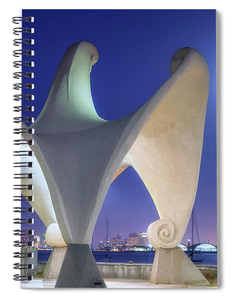 San Diego Spiral Notebook featuring the photograph Moon Over The Wave by Joseph S Giacalone