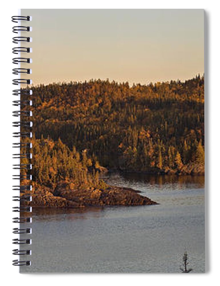 Panorama Spiral Notebook featuring the photograph Moon Rise Over Pukaskwa by Doug Gibbons
