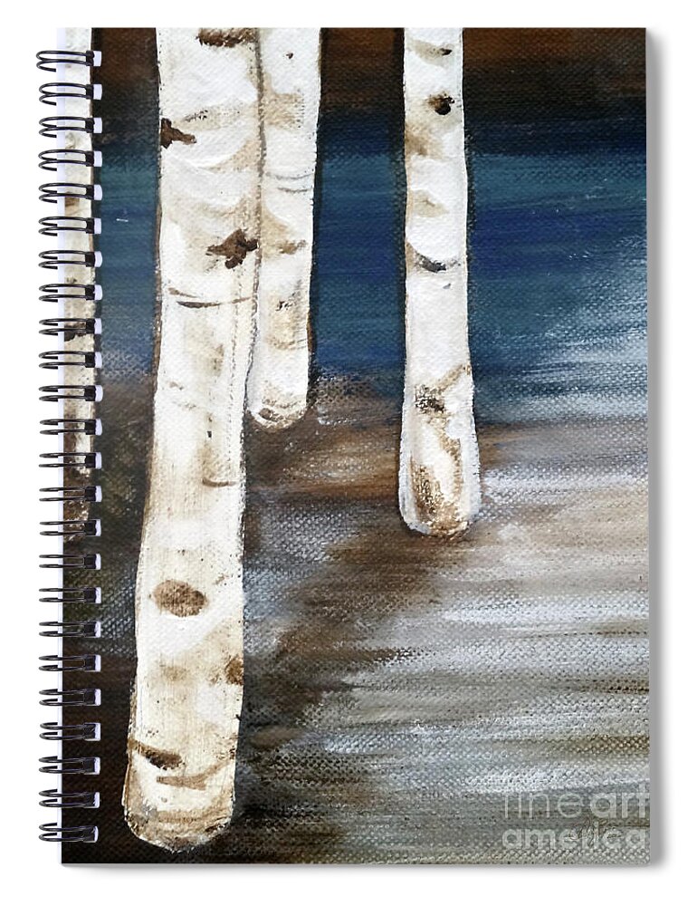 Lake Spiral Notebook featuring the painting Moon Shadows by Cheryl Rose