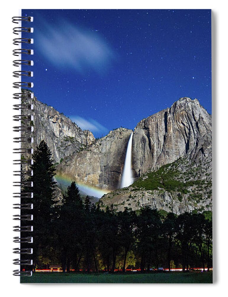 Clouds Spiral Notebook featuring the photograph Moonbow and Louds by Brandon Bonafede
