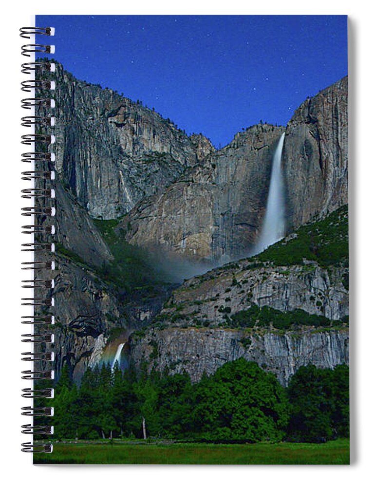 Yosemite Moonbow Spiral Notebook featuring the photograph Moonbow Yosemite Falls by Raymond Salani III