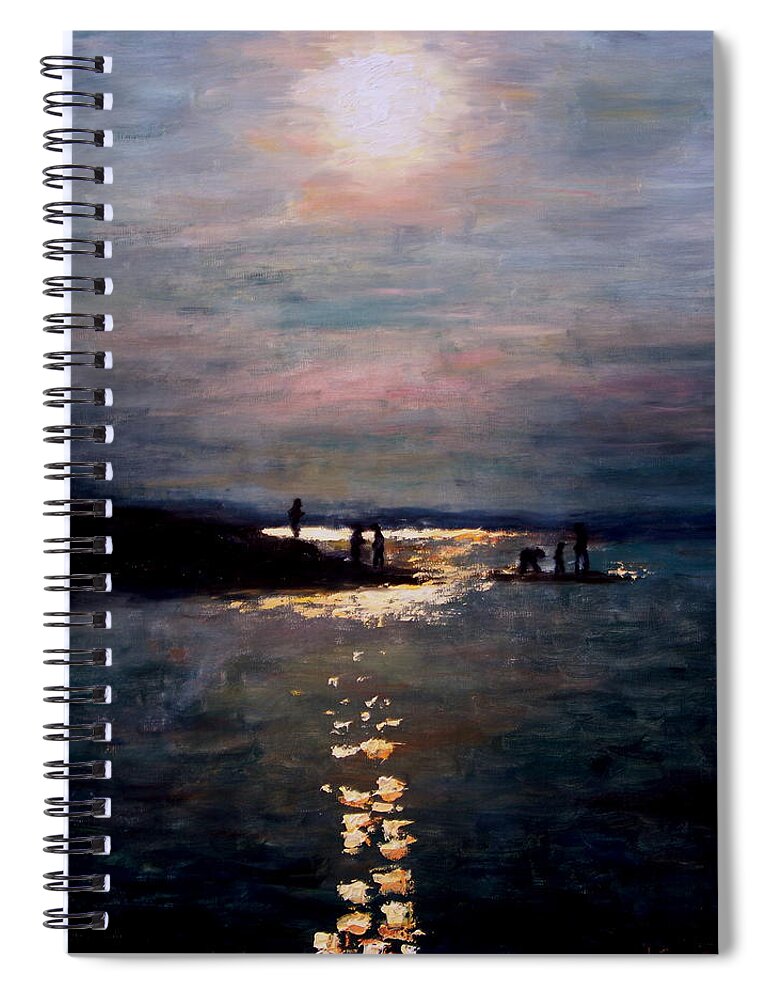 Sunset Spiral Notebook featuring the painting Moonlight by Ashlee Trcka