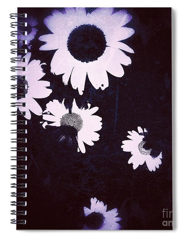 Daisy Spiral Notebook featuring the painting Moonlight Daisies by Jacqueline McReynolds
