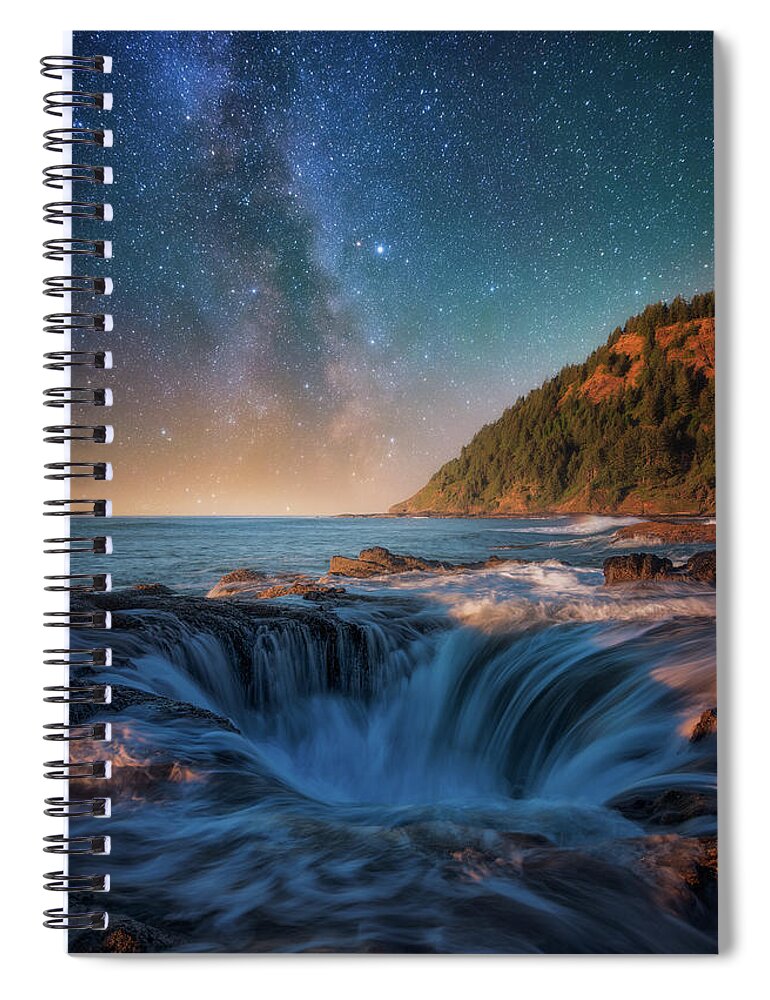 Oregon Spiral Notebook featuring the photograph Moonlight Night at the Well by Darren White