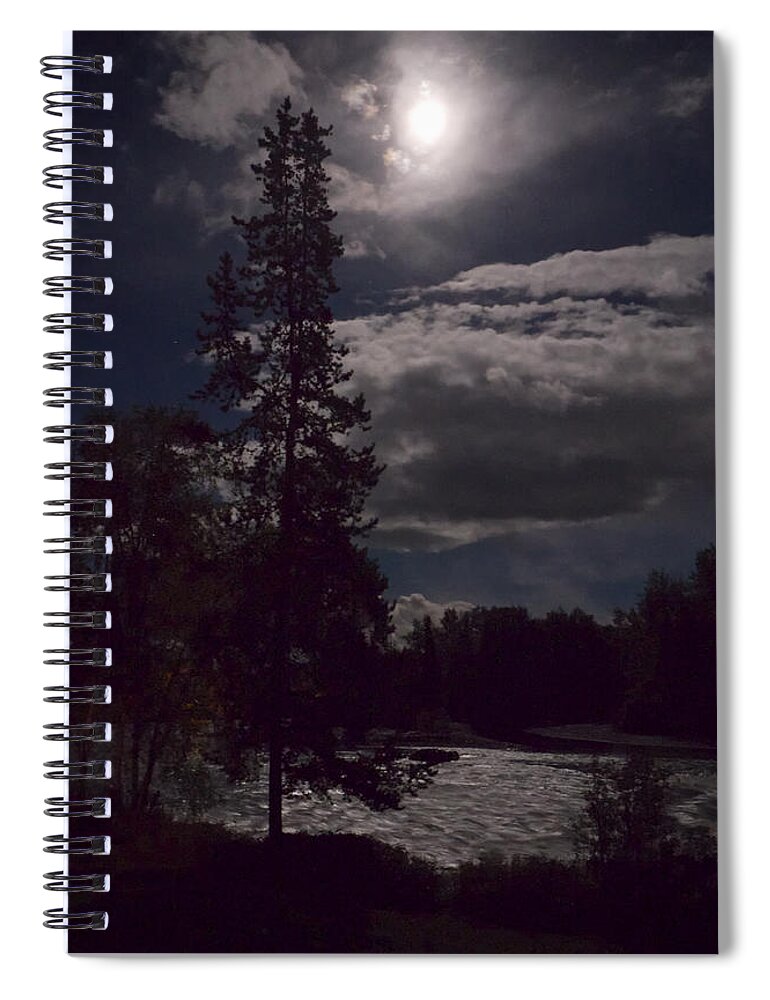 Moon Spiral Notebook featuring the photograph Moonlight on the River by Mary Lee Dereske