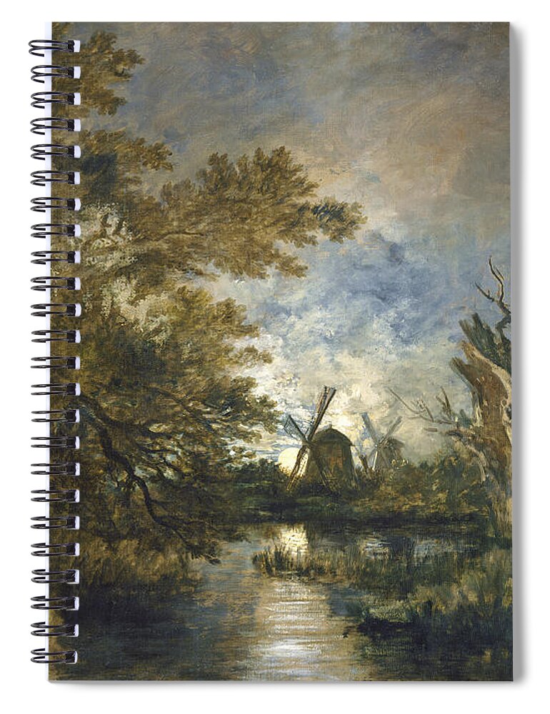 John Crome Spiral Notebook featuring the painting Moonlight On The Yare by John Chrome