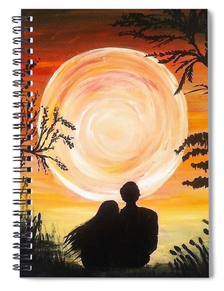 Moonlight Spiral Notebook featuring the painting Moonlight Romance by Lynne McQueen