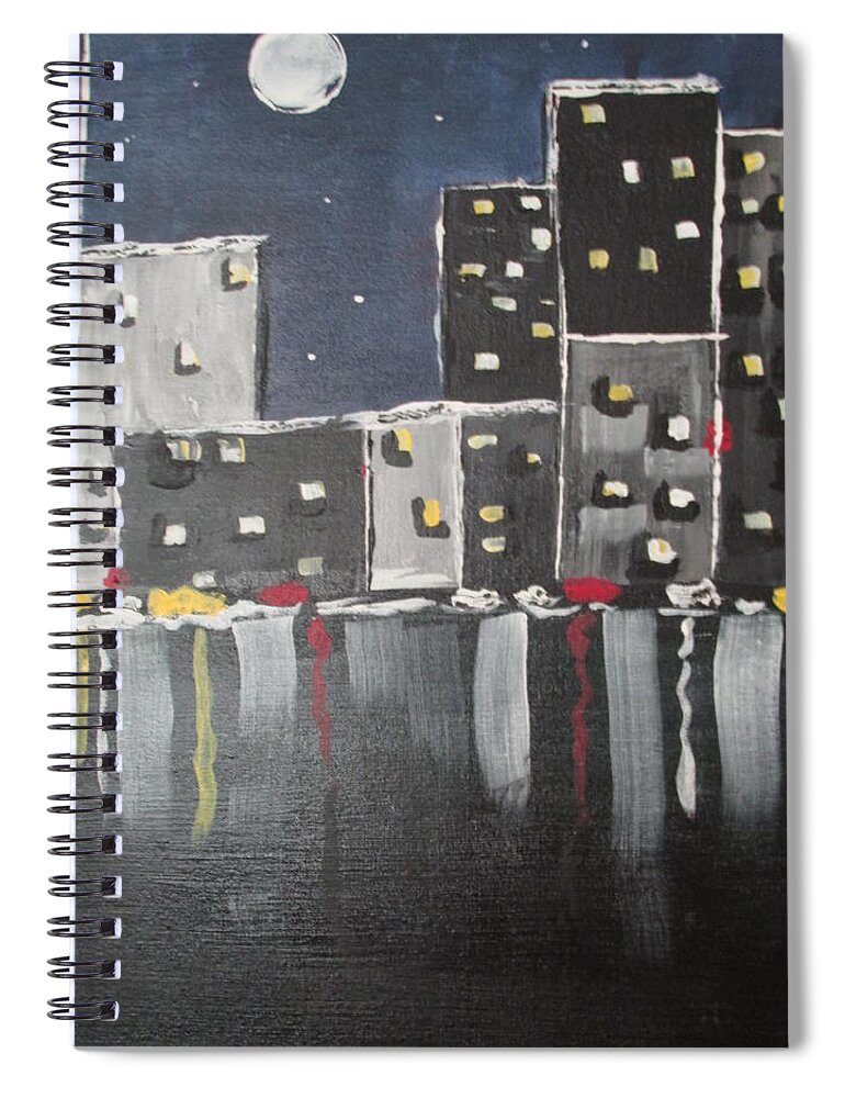 New York Spiral Notebook featuring the painting Moonlighters by Sharyn Winters
