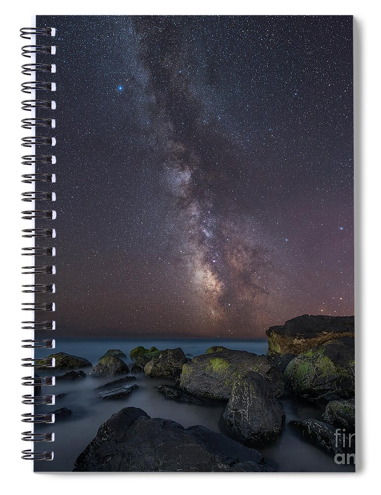 Moonlit Spiral Notebook featuring the photograph Moonlit Beach by Michael Ver Sprill