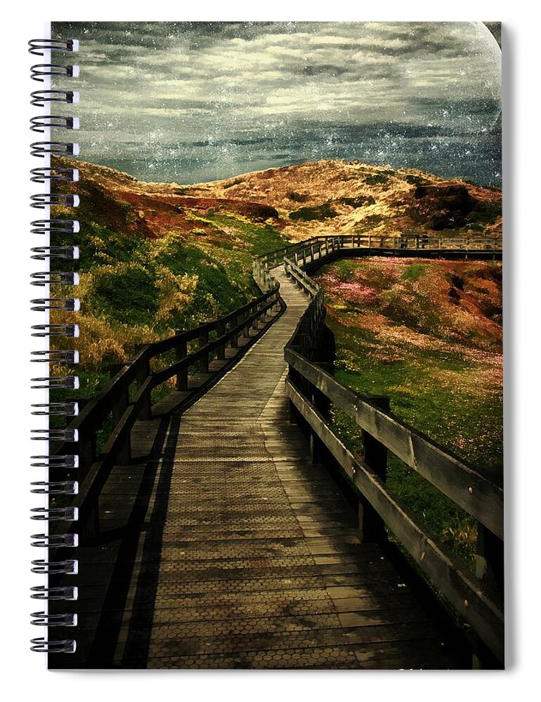 Landscape Spiral Notebook featuring the painting Moonlit Mile by RC DeWinter