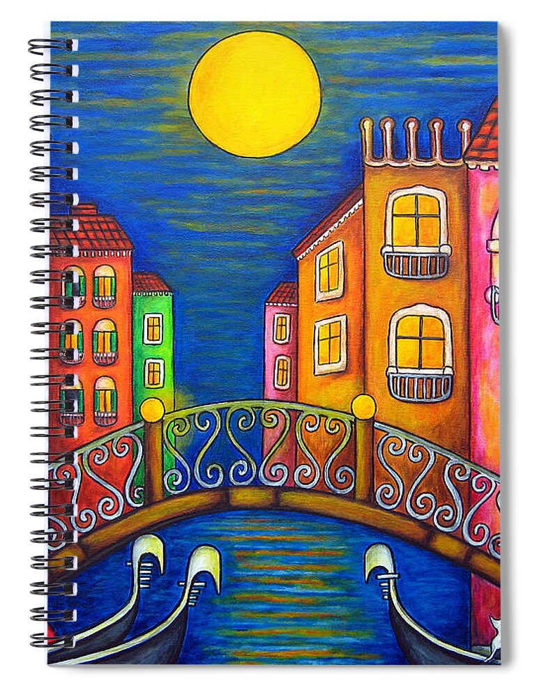Venice Spiral Notebook featuring the painting Moonlit Venice by Lisa Lorenz