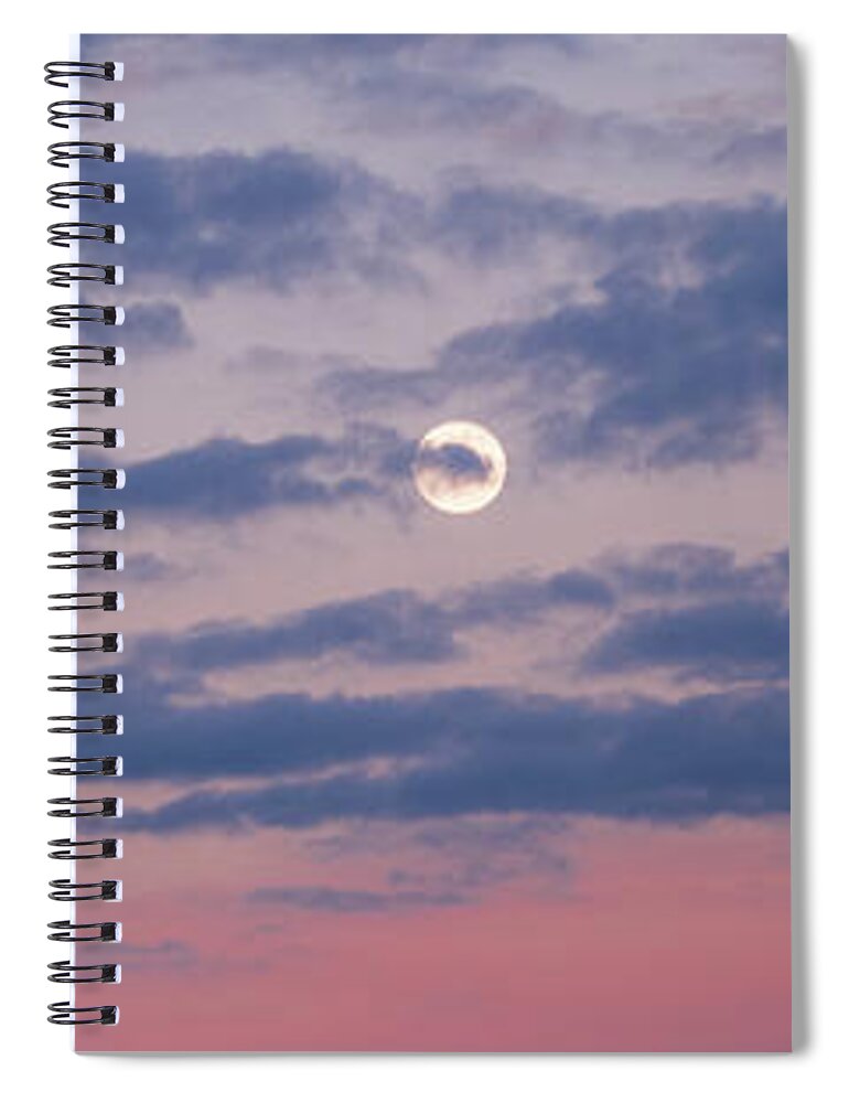 Moonrise Spiral Notebook featuring the photograph Moonrise In Pink Sky by D K Wall