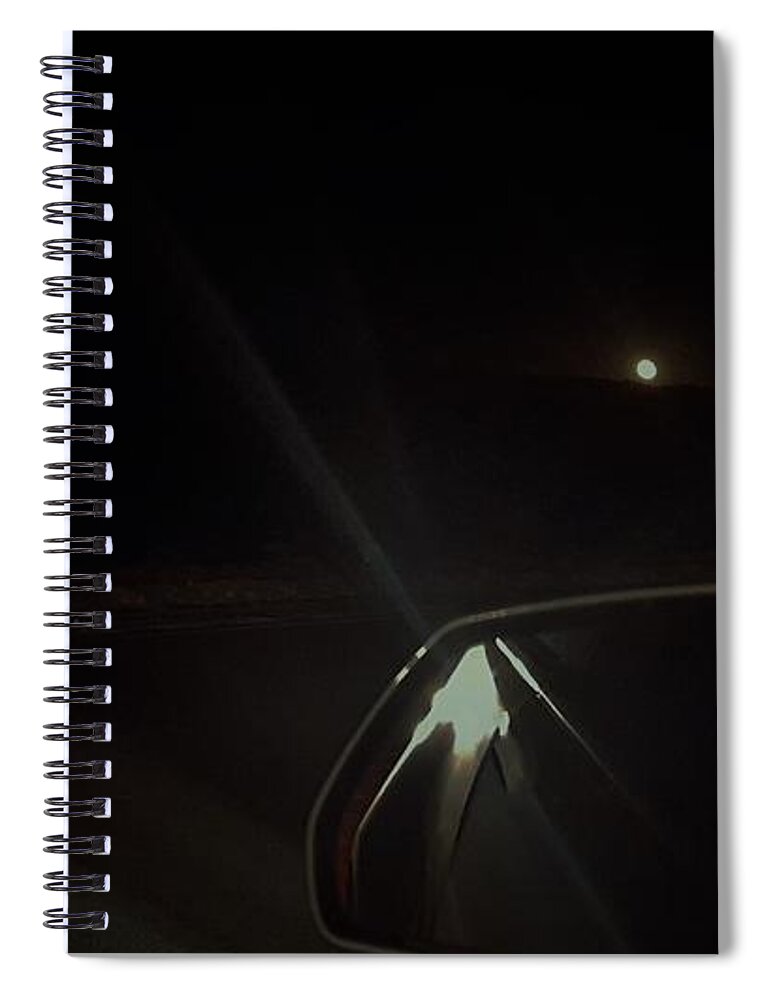 Moonrise Spiral Notebook featuring the photograph Moonrise on The Back Road by Angela J Wright