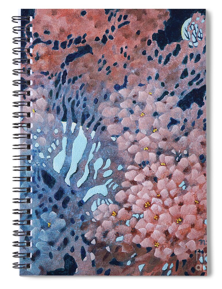 Blossoms Spiral Notebook featuring the painting Moonriver by Milly Tseng