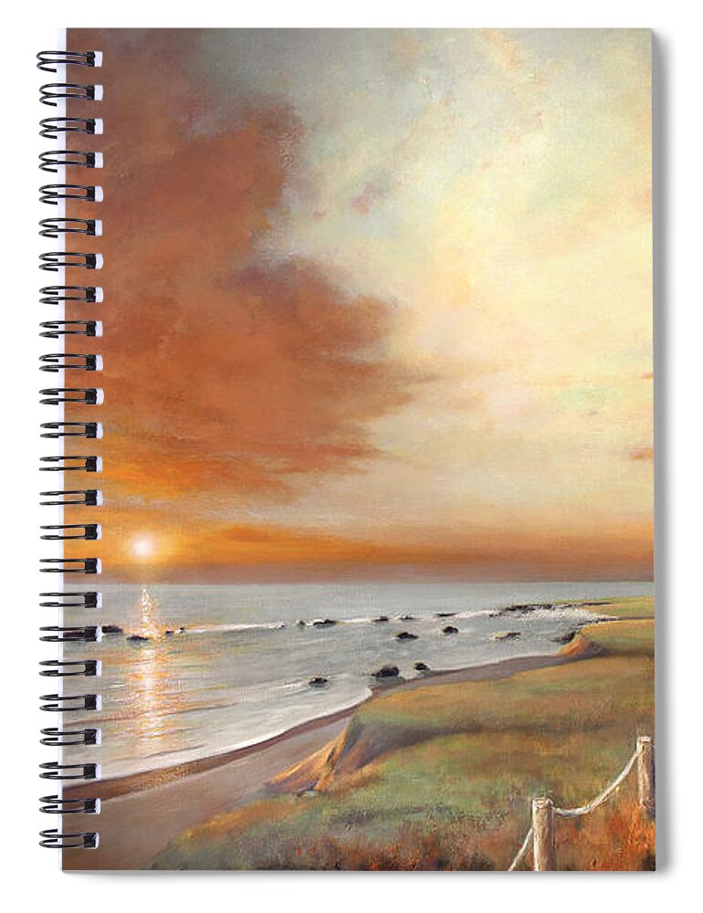 Landscape Spiral Notebook featuring the painting Moonstone Cambria Sunset by Michael Rock