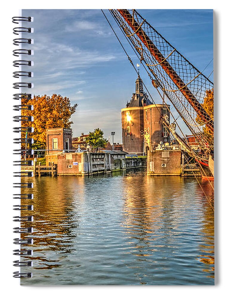 Boat Spiral Notebook featuring the photograph Moored in Enkhuizen by Frans Blok