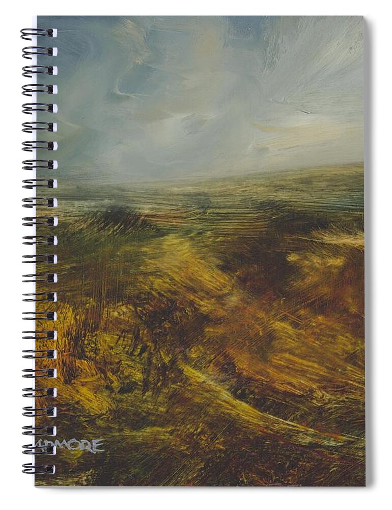 Moorland Spiral Notebook featuring the painting Moorland 71 by David Ladmore