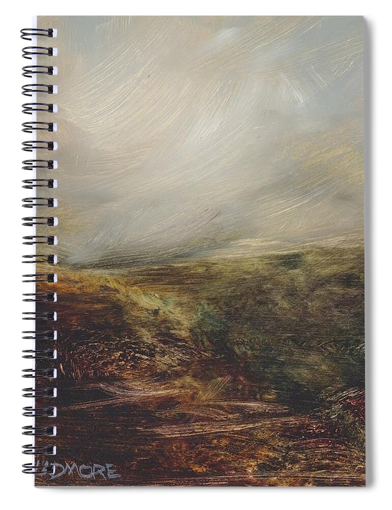 Moorland Spiral Notebook featuring the painting Moorland 76 by David Ladmore